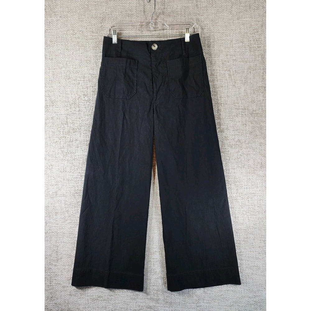 Maeve The Colette High Rise Crop Pants Womens 29 Black Wide Leg Stretch